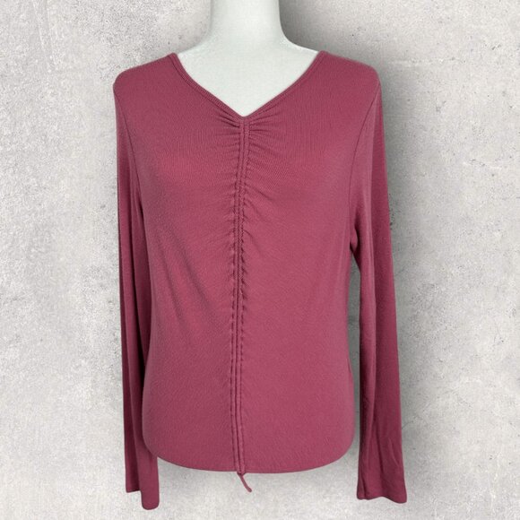 Aritzia Wilfred Lynx Ruched Long Sleeve Top Womens Size Large Modal Style #91726 - Picture 5 of 15
